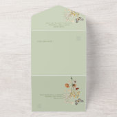 Invitation Tout En Un Bouquet de fleurs sauvages vert sauge moderne sans (Dehors)