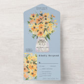 Invitation Tout En Un Bouquet de tournesol rustique aquarelle (À l'intérieur)