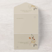 Invitation Tout En Un Bouquet Fleur sauvage Tan moderne QR Code (Dehors)