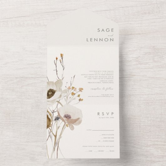 Invitation Tout En Un Bouquet Fleur sauvage Whimsal Sceller Et Envoyer (À l'intérieur)