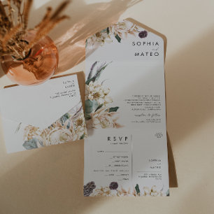 Invitation Tout En Un Bouquet Floral Blanc Sceller Et Envoyer
