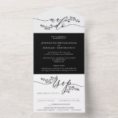 Invitation Tout En Un Bouquet Mariage noir et blanc simple Fleur (À l'intérieur)