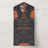 Invitation Tout En Un Bouquet orange enchanteur sur crâne crémeux (À l'intérieur)
