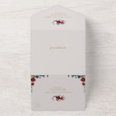 Invitation Tout En Un Bourgogne aquarelle fleurie boho rustique mariage  (Dehors)