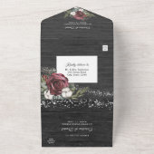 Invitation Tout En Un Bourgogne en Bois Élégant Mariage Tout En Un (Dehors)