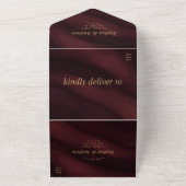 Invitation Tout En Un Bourgogne et Mariage d'or tout en un (Dehors)