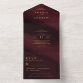 Invitation Tout En Un Bourgogne et Mariage d'or tout en un (À l'intérieur)
