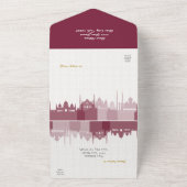 Invitation Tout En Un Bourgogne et or Arabe Quinceañera (Dehors)