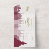 Invitation Tout En Un Bourgogne et or Arabe Quinceañera (À l'intérieur)