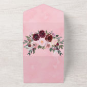 Invitation Tout En Un Bourgogne et rose vif Peony Mariage Tous (Dehors)