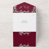 Invitation Tout En Un Bourgogne Floral Greenery QR Code Mariage (Dehors)