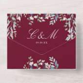 Invitation Tout En Un Bourgogne Floral Greenery QR Code Mariage (Verso)