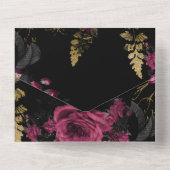 Invitation Tout En Un Bourgogne - Mariage floral Marsala et Or (Verso)