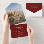 Invitation Tout En Un Bourgogne Moderne Simple Bold Romantique Mariage p