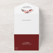 Invitation Tout En Un Bourgogne Rouge Blush rose Floral Mariage (Dehors)