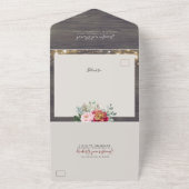 Invitation Tout En Un Bourgogne Rouge Floral Citrouille Rustique Mariage (Dehors)