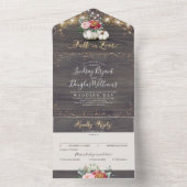 Invitation Tout En Un Bourgogne Rouge Floral Citrouille Rustique Mariage (À l'intérieur)