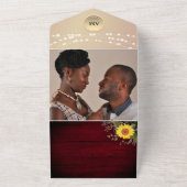 Invitation Tout En Un Bourgogne Rustique Lumières Tournesol Mariage (Dehors)