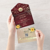 Invitation Tout En Un Bourgogne Rustique Lumières Tournesol Mariage (Déchirure)