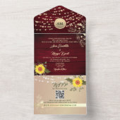 Invitation Tout En Un Bourgogne Rustique Lumières Tournesol Mariage (À l'intérieur)