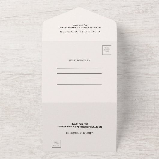 Invitation Tout En Un Bow beige crème sexe neutre Baby shower rsvp (Dehors)