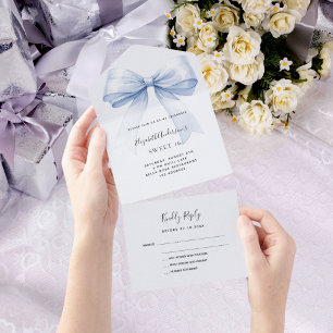 Invitation Tout En Un Bow bleu clair Sweet 16 rsvp