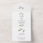 Invitation Tout En Un Branche de olivier verte aquarelle moderne (À l'intérieur)