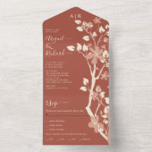 Invitation Tout En Un Branche en terre cuite avec fleurs initiales maria (À l'intérieur)