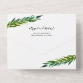 Invitation Tout En Un Branche Eucalyptus dans les tons verts mariage (Verso)