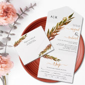 Invitation Tout En Un Branche Eucalyptus en automne couleurs mariage