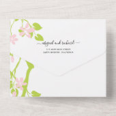 Invitation Tout En Un Branche verte et rose de chaux avec fleurs mariage (Verso)