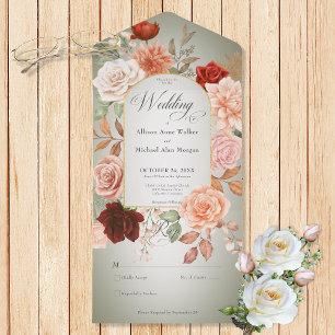Invitation Tout En Un Broche Rustique Boho Rouille Arche Florale Sage Pa