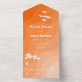 Invitation Tout En Un Brocher Orange Retro Waves les années 70 Mariage d (À l'intérieur)