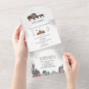 Invitation Tout En Un Brochure de Baby shower de bison de buffle