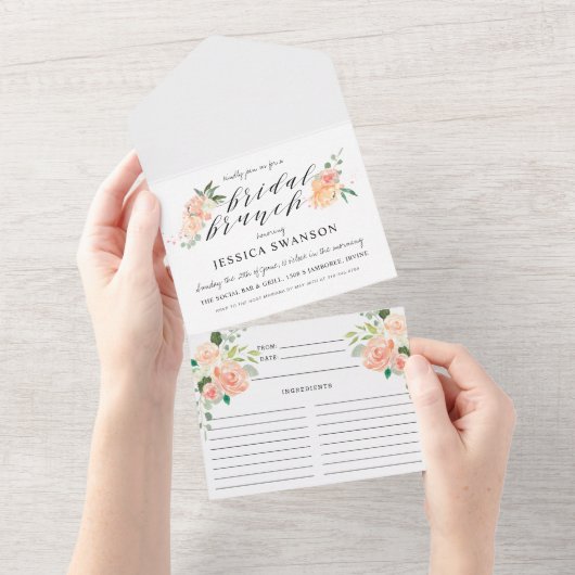 Invitation Tout En Un Brosse printemps florale Brunch nuptial et recette (Déchirure)