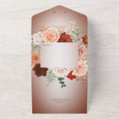Invitation Tout En Un Brosse Rustique Boho Rust Peach Floral Arch Blush  (Dehors)