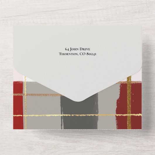 Invitation Tout En Un Brosses rustiques chaudes avec auréolés Photo (Verso)