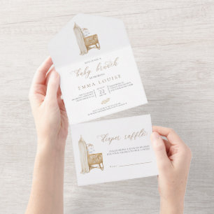 Invitation Tout En Un Brunch bébé Bohème Neutre