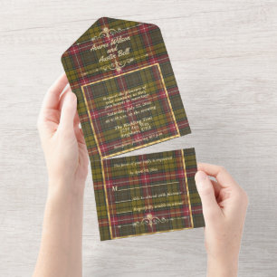 Invitation Tout En Un Buchanan Altéré Tartan Écossais Tout En Un Invi