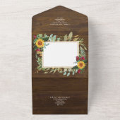 Invitation Tout En Un BUDGET 3in1 Burgundy Sunflowers Mariage RSVP (Dehors)