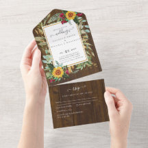 BUDGET 3in1 Burgundy Sunflowers Mariage RSVP