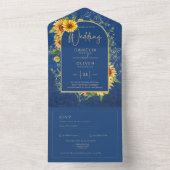 Invitation Tout En Un BUDGET All-in-1 Rustique tournesols BLEU Mariage (À l'intérieur)