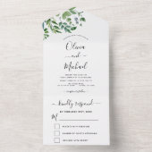 Invitation Tout En Un Budget Botanical Greenery Wedding RSVP (À l'intérieur)