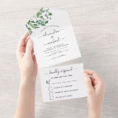 Invitation Tout En Un Budget Botanical Greenery Wedding RSVP (Déchirure)