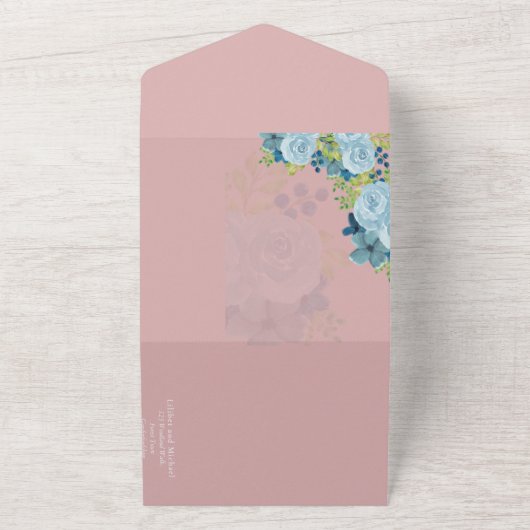 Invitation Tout En Un Budget Dusty Blue Flowers Sage Mariage (Dehors)