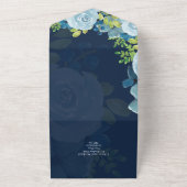Invitation Tout En Un Budget Dusty Blue Flowers Sage Mariage (Dehors)