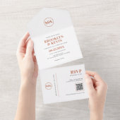 Invitation Tout En Un Budget Minimal Terracotta Rust QR Code + RSVP (Déchirure)