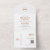 Invitation Tout En Un Budget Minimal Terracotta Rust QR Code + RSVP (À l'intérieur)