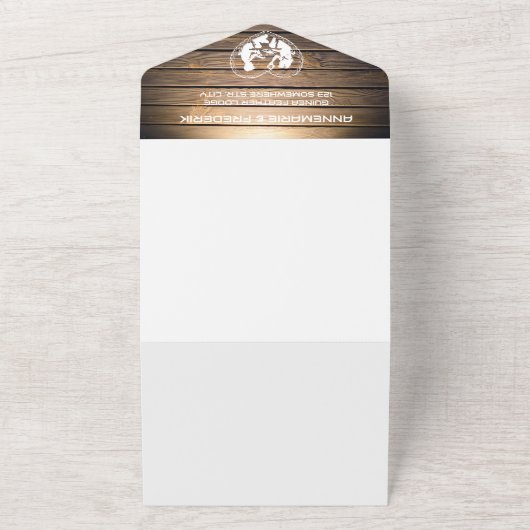 Invitation Tout En Un Budget Rustique dentelle tout en un mariage Invita (Dehors)