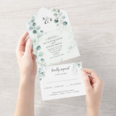 Invitation Tout En Un Budget Rustique Verdure Mariage Eucalyptus Sage (Déchirure)